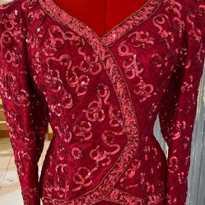 Size 12 fushia sequined satin 2piece formal